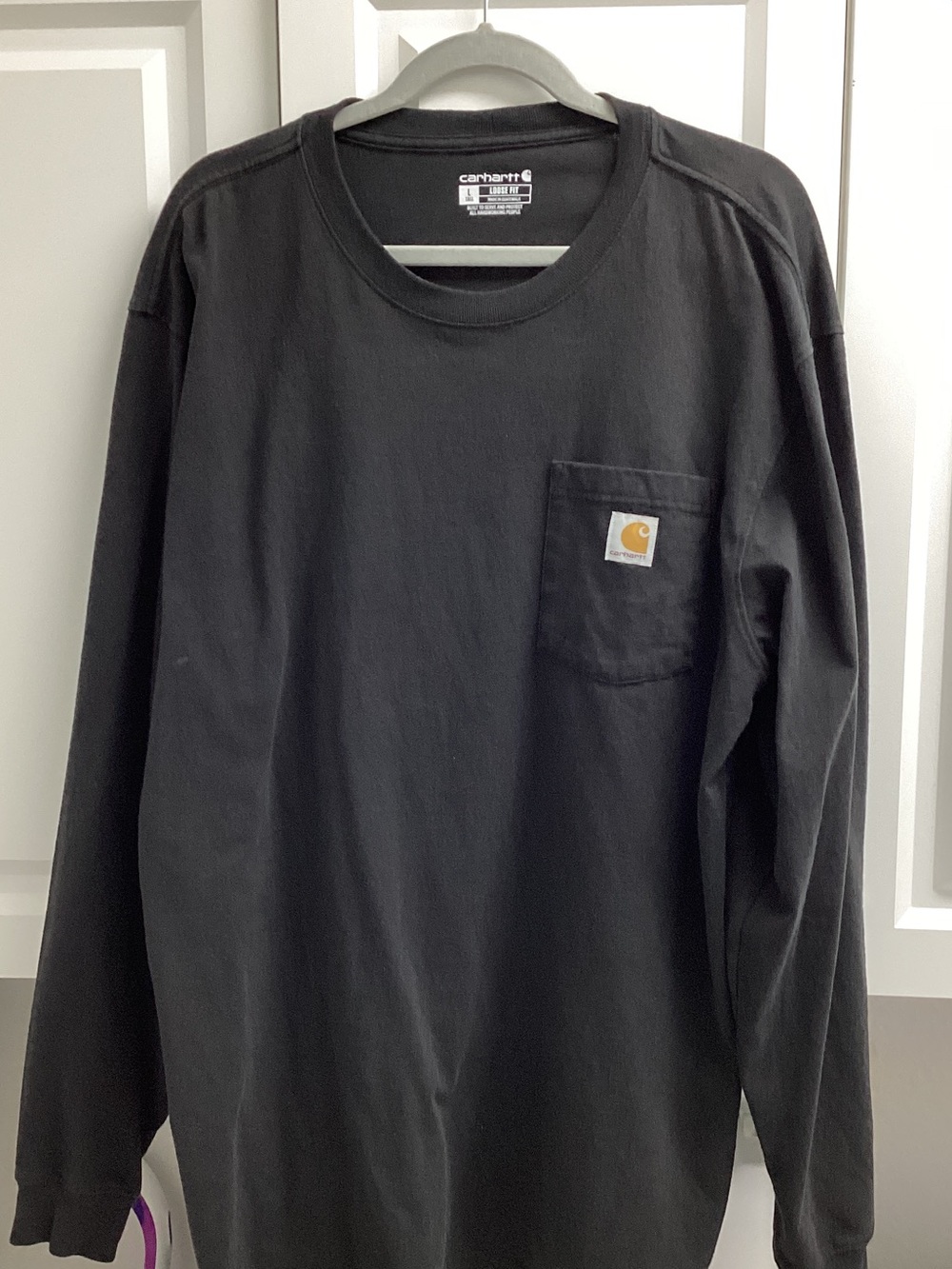 Carhartt Black Long Sleeve Pocket Tee with Logo Patch